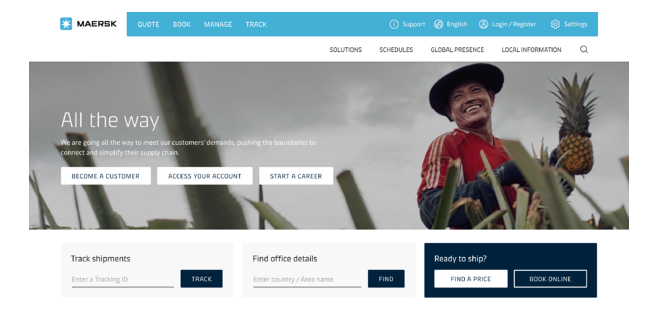Digital Marketing: Maersk, Website Homepage